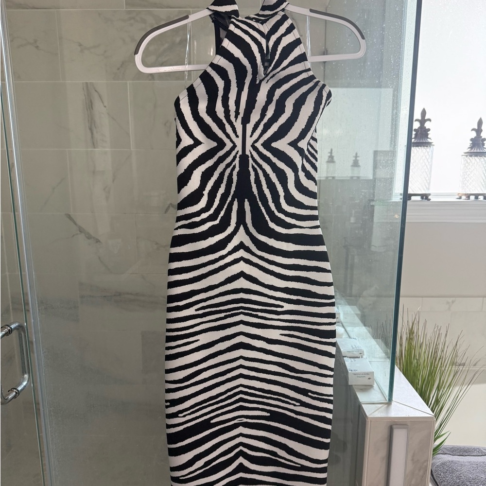 Black and White Strapless Dress